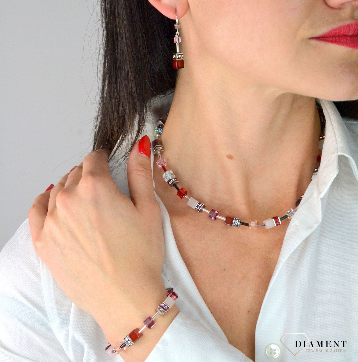 Bransoletka damska Swarovski Coeur De Lion Czerwony, Fioletowy, Marmur 4905300308.jpg