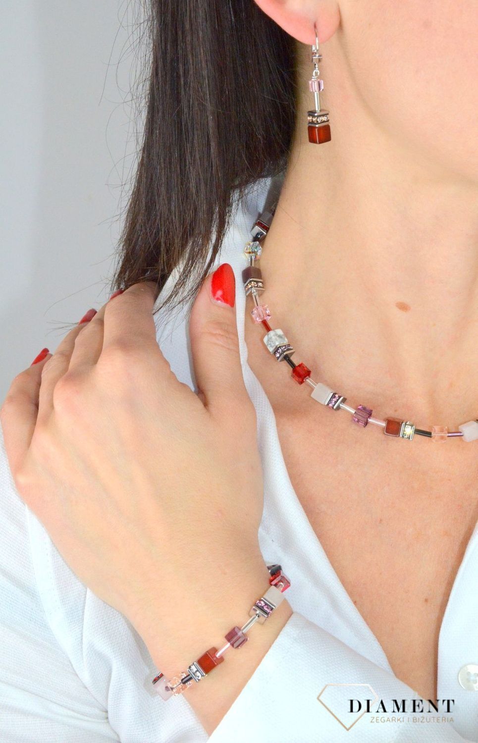 Bransoletka damska Swarovski Coeur De Lion Czerwony, Fioletowy, Marmur 4905300308.jpg