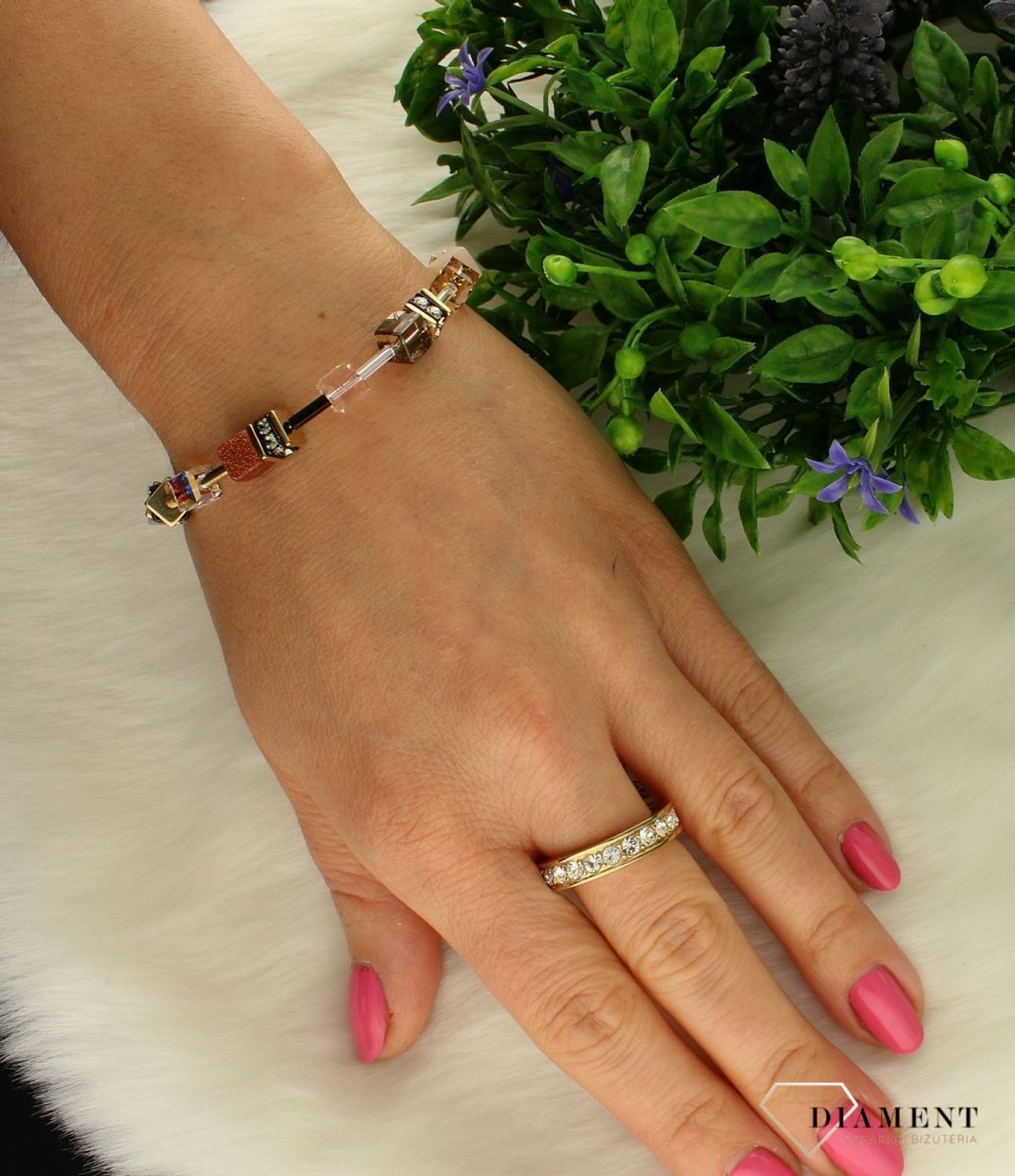 Bransoletka damska Swarovski Coeur De Lion agat, kwarc dymny, tygrysie oko 4905301100. COEUR DE LION to nowy koncept biżuterii, wykonanej ręcznie, przy użyciu naturalnych kamieni oraz wysokiej jakości materiał.jpg