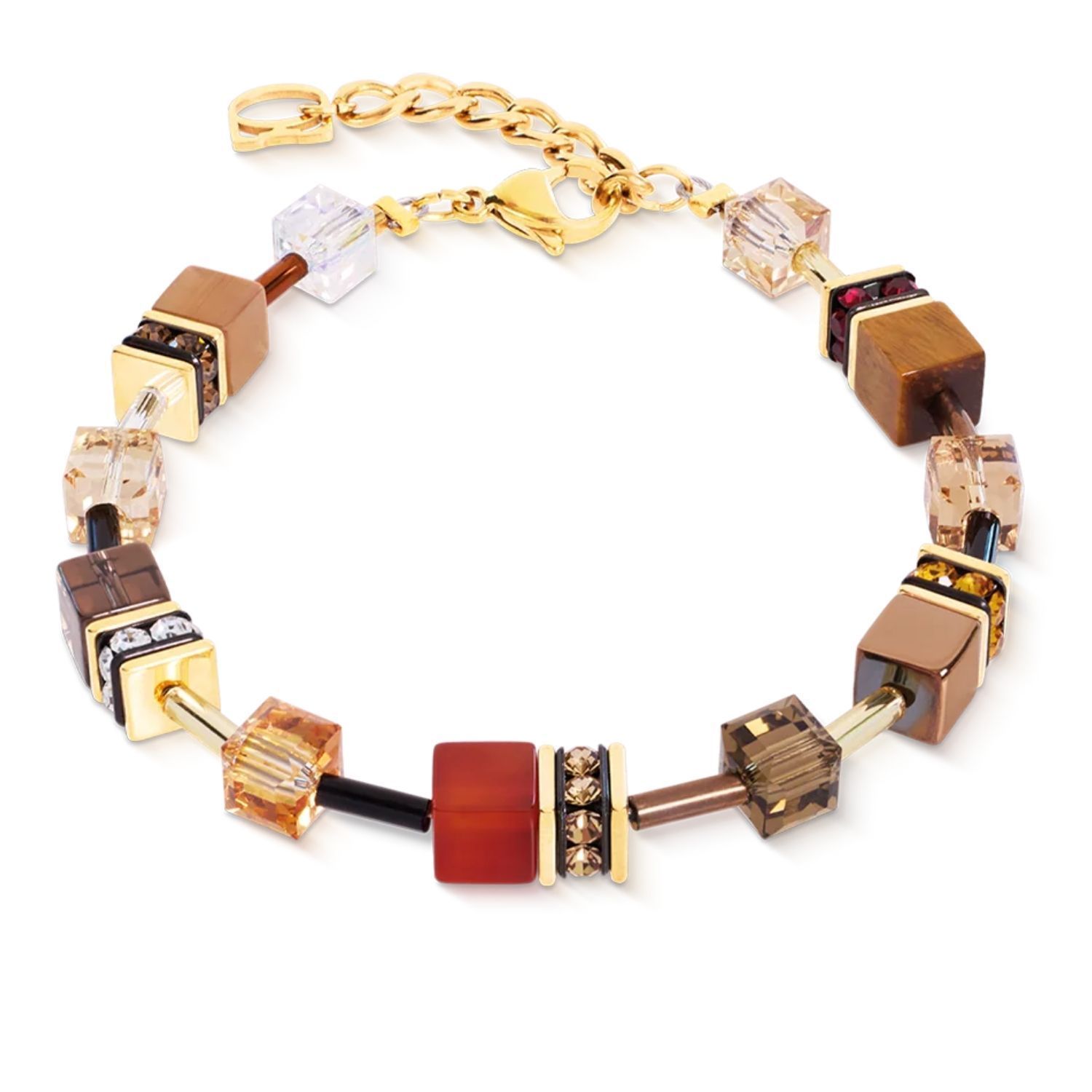 Bransoletka damska Coeur de Lion 4905301103 GeoCUBE® Iconic Precious Amber Glow z kamieniami naturalnymi i Swarovski (1).jpg