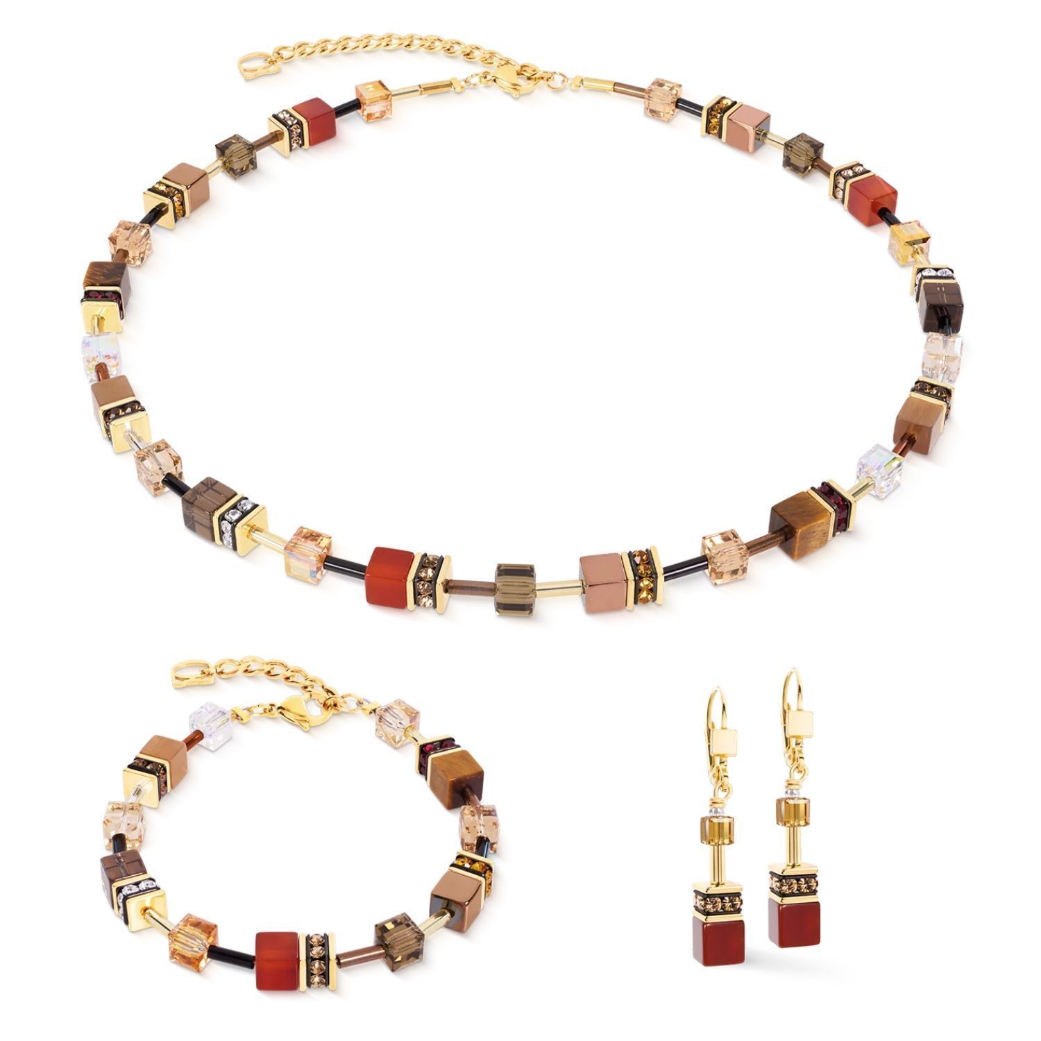 Bransoletka damska Coeur de Lion 4905301103 GeoCUBE® Iconic Precious Amber Glow z kamieniami naturalnymi i Swarovski (1).jpg