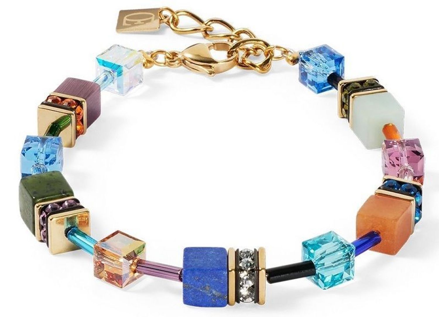 Bransoletka damska Coeur De Lion  lapis lazuli, nefrytu, amazonitu i czerwonego awenturynu 490530-1559.✨ Bransoletka GeoCUBE® Iconic Precious – Wielokolorowa Ekspresja 🌈💎1.jpg