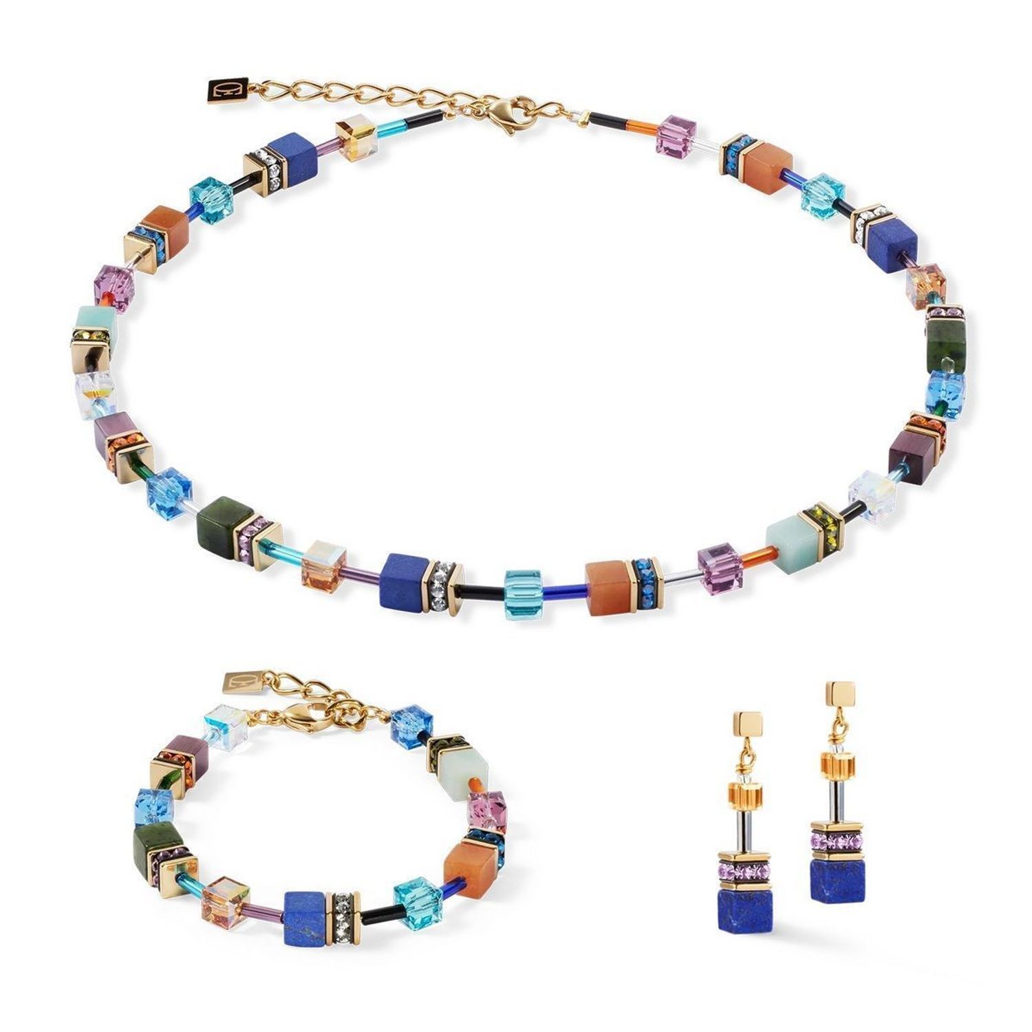 Bransoletka damska Coeur De Lion  lapis lazuli, nefrytu, amazonitu i czerwonego awenturynu 490530-1559.✨ Bransoletka GeoCUBE® Iconic Precious – Wielokolorowa Ekspresja 🌈💎1.jpg