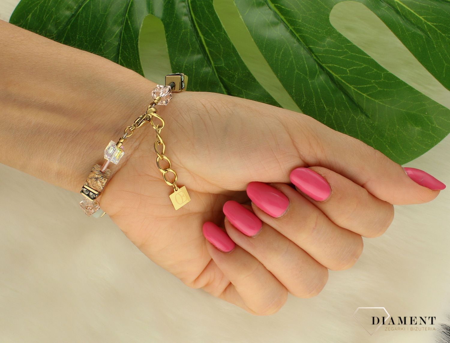 Bransoletka damska Coeur De Lion o delikatnych różnokolorowych kamieniach 4905301576.  Bransoletka stalowa damska. Bransoletka damska z kamieniami naturalnymi. Bransoletka damska z kryształkami. Bransoletka damska Coeur De Lion idealna na preze.jpg