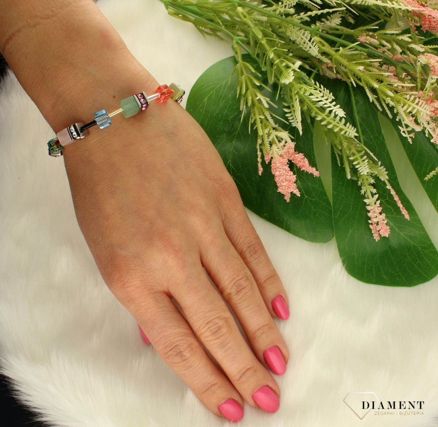 Bransoletka damska Swarovski Coeur De Lion kwarc różowy i awenturyn 4905301584.  Biżuteria idealna zarówno na eleganckie, jak i niezobowiązujące okazje, ten naszyjnik wykonany jest z połyskujących kryształów Sw.jpg