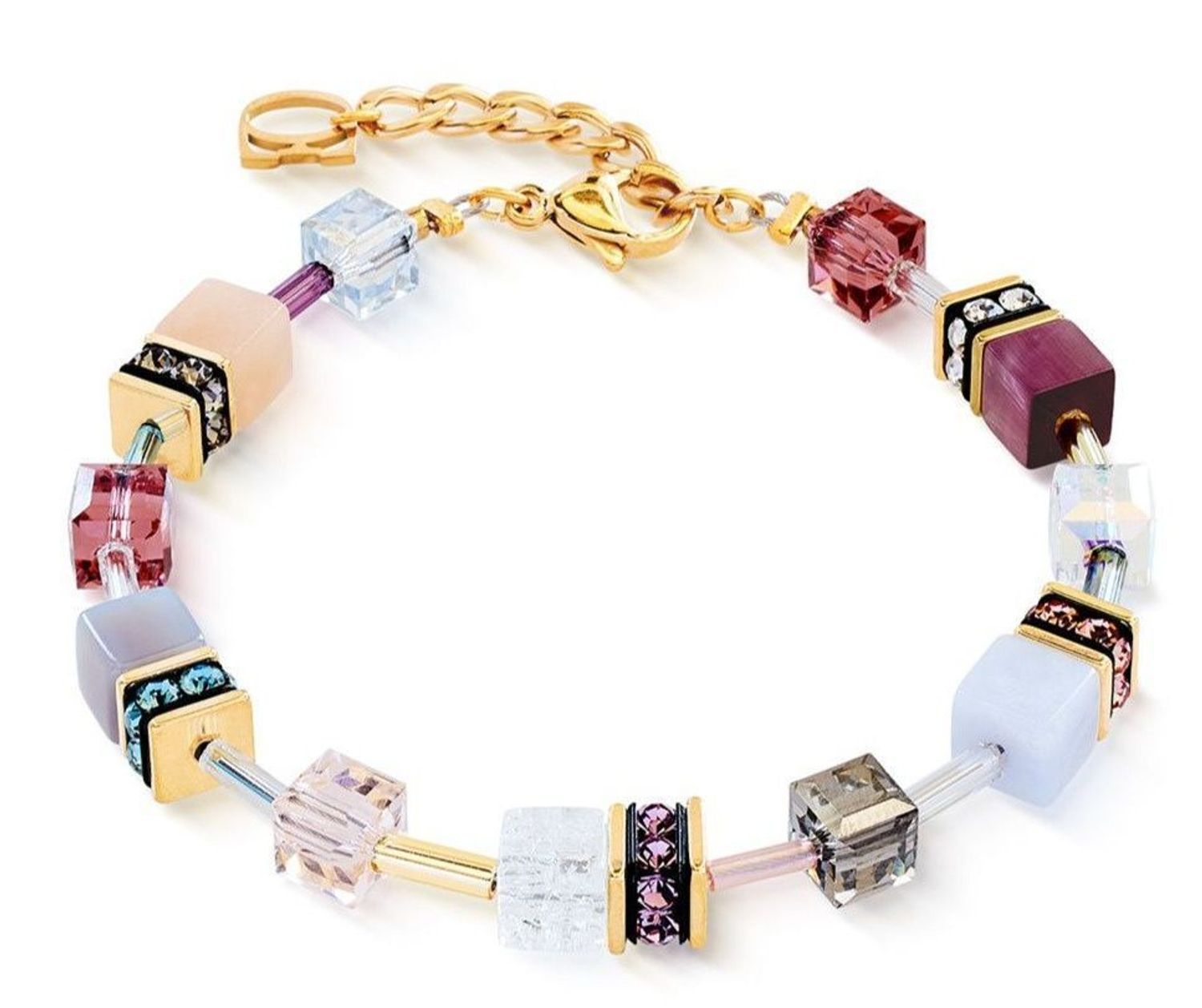 Bransoletka damska Coeur de Lion GeoCUBE® Iconic Precious Golden Blush 4905301924 – złota z naturalnymi kamieniami (1).jpg