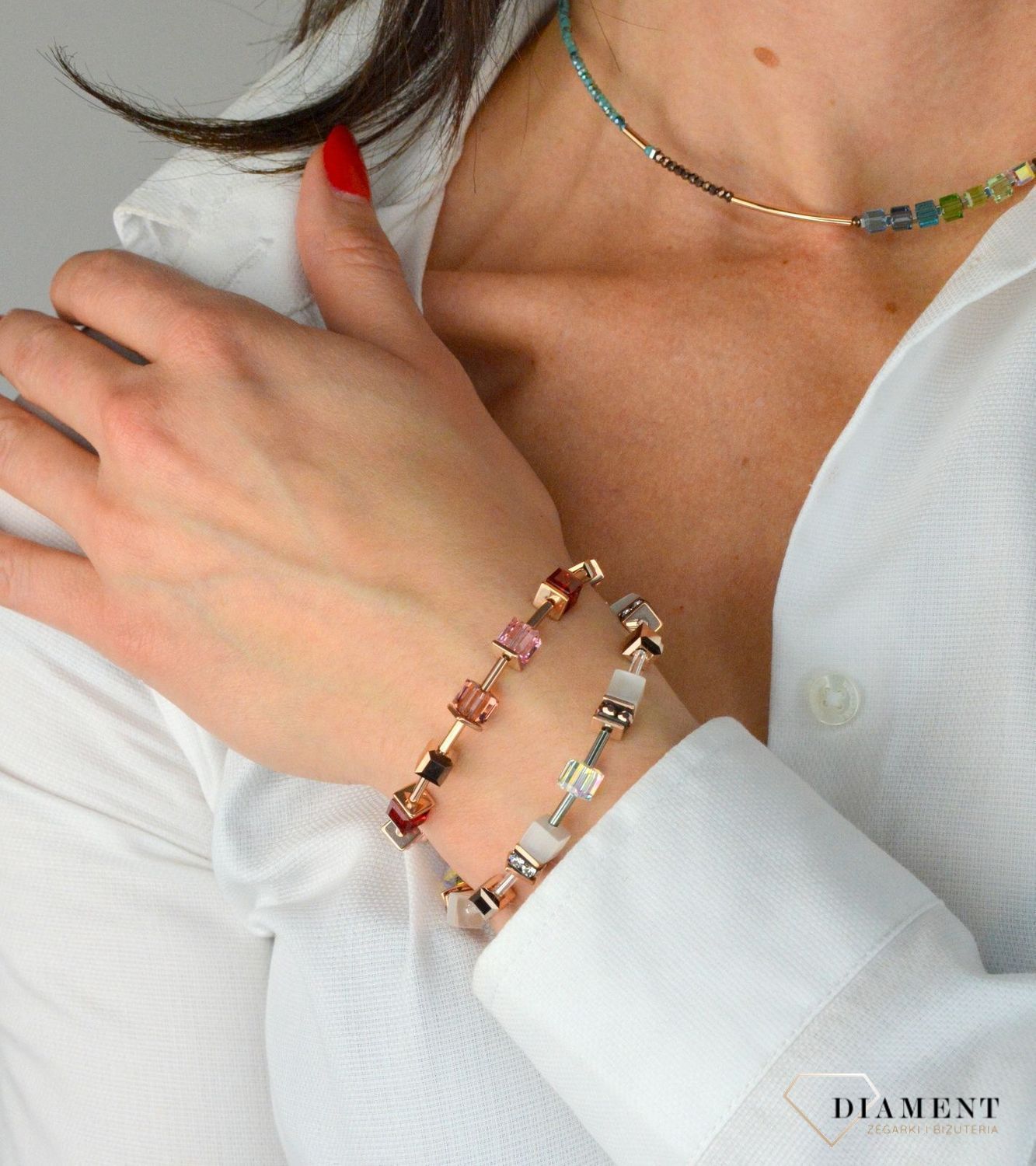 Bransoletka damska Swarovski Coeur De Lion Różowe złoto i czerwone kryształy 4996300300.jpg