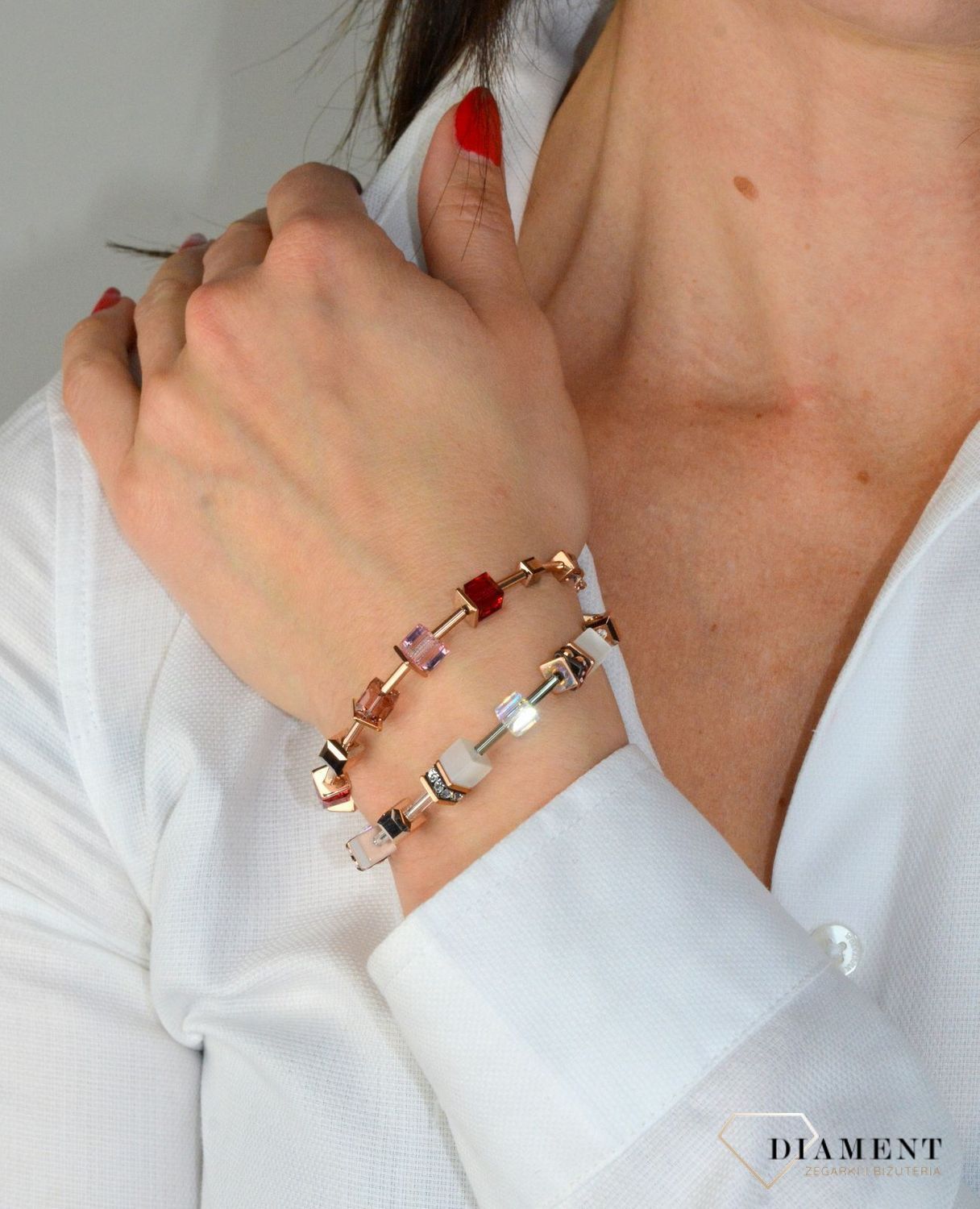 Bransoletka damska Swarovski Coeur De Lion Różowe złoto i czerwone kryształy 4996300300.jpg