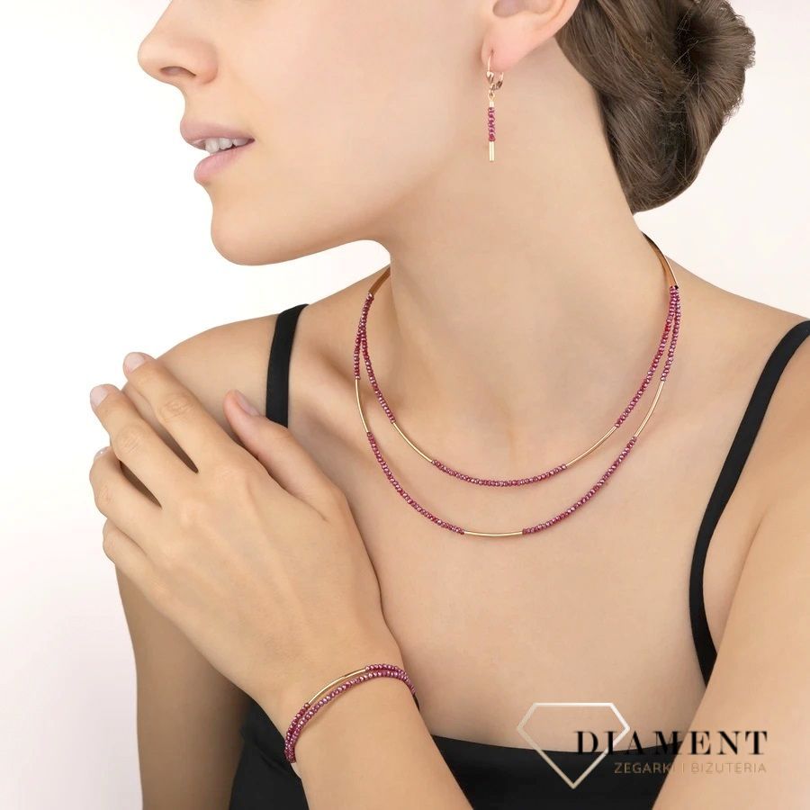 Delikatne kolczyki wiszące Coeur de Lion Swarovski 'Róż w złocie' 4998200300..jpg