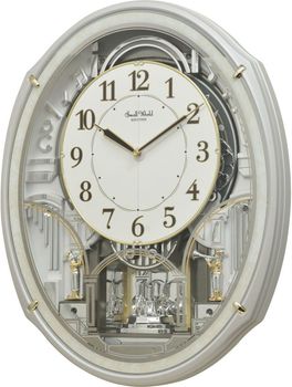 Zegar ścienny do salonu Rhythm Biały z kryształami Swarovskiego 4MH435WR03.jpg