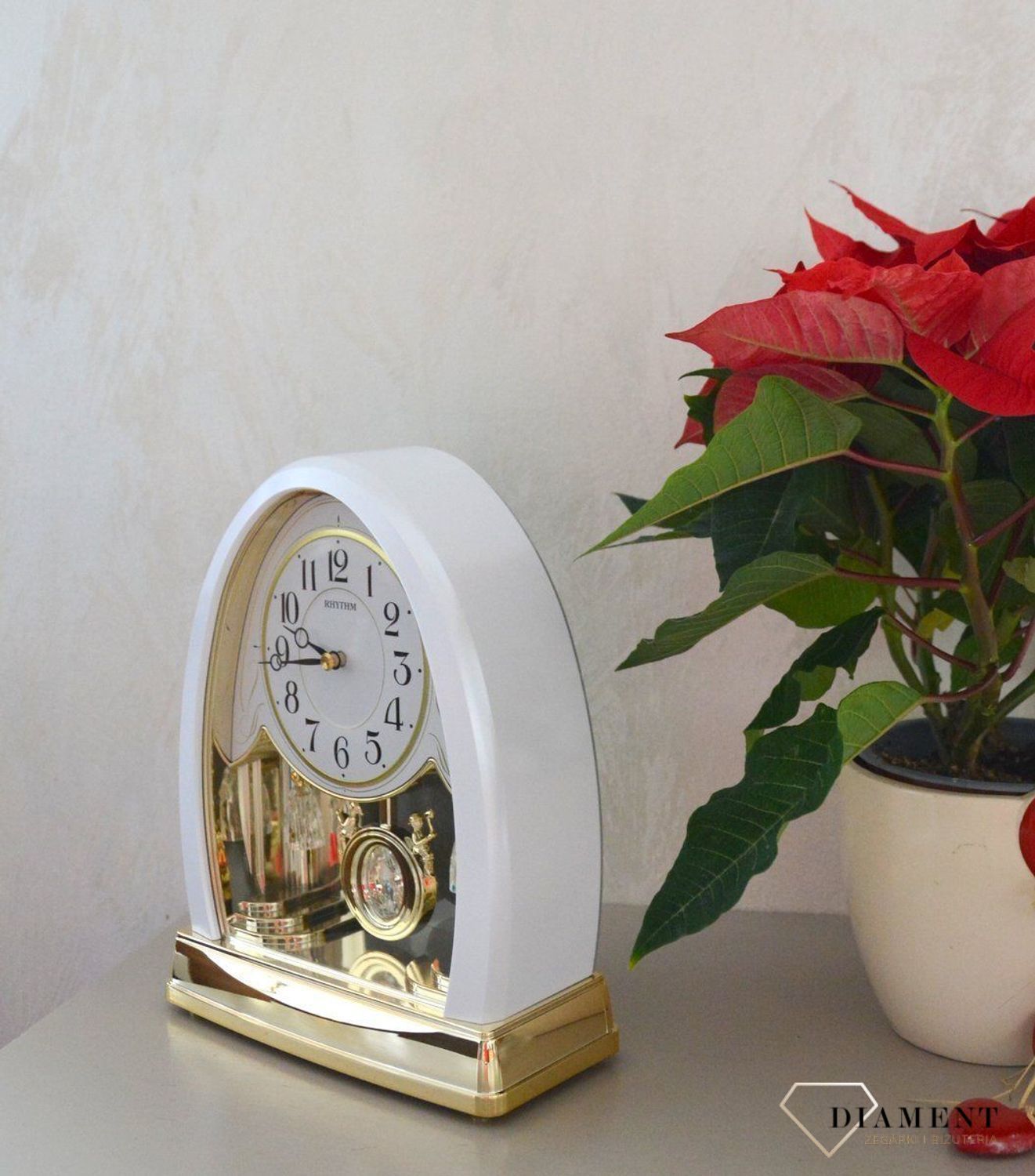 Zegar Kominkowy Rhythm Biały ze złotem 4RJ641WU03.jpg