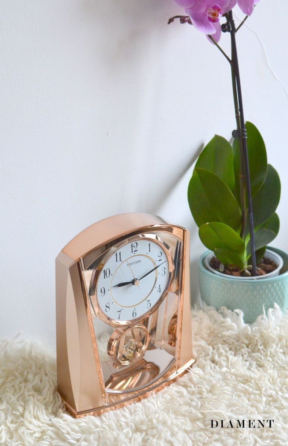 Zegar kominkowy rose gold z wahadłem Rhythm 4RP772WR13.jpg