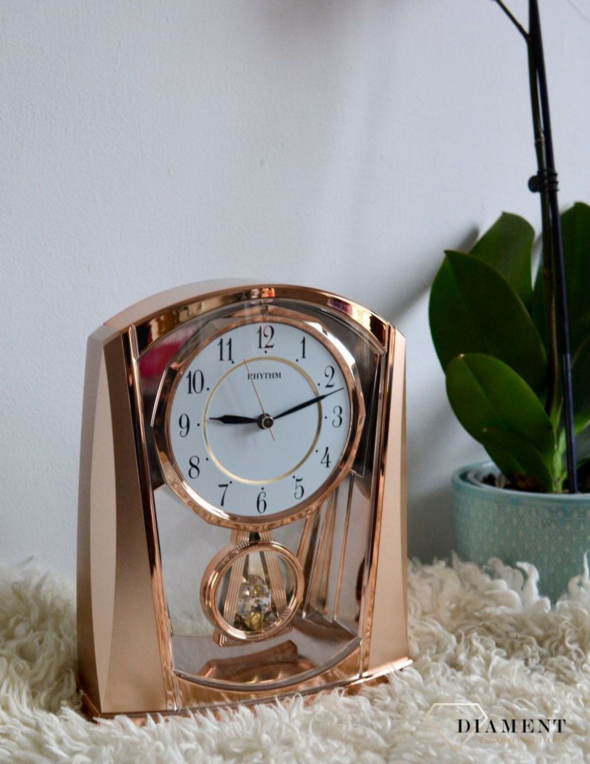 Zegar kominkowy rose gold z wahadłem Rhythm 4RP772WR13.jpg