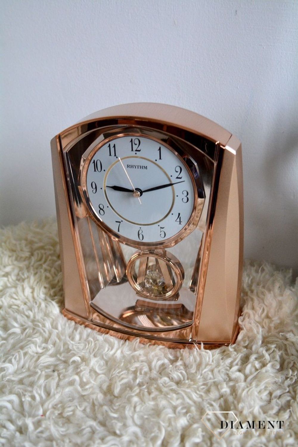 Zegar kominkowy rose gold z wahadłem Rhythm 4RP772WR13.jpg