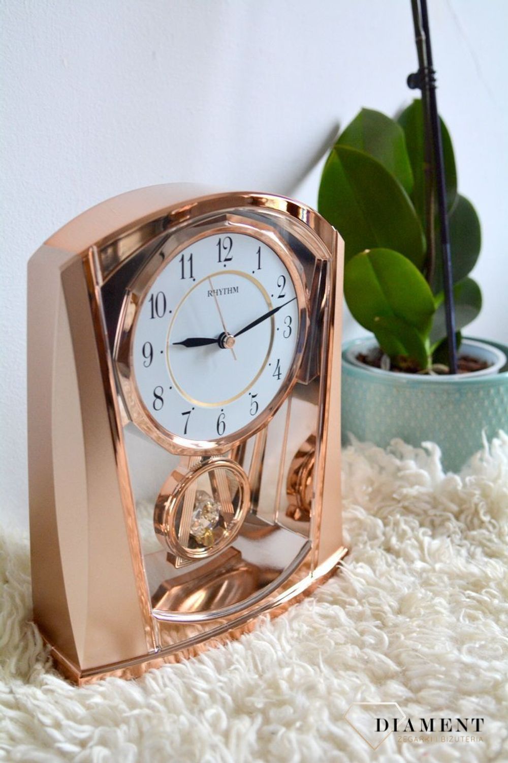 Zegar kominkowy rose gold z wahadłem Rhythm 4RP772WR13.jpg