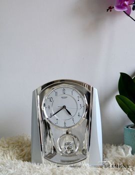 Zegar kominkowy srebrny z wahadłem Rhythm 4RP772WR19✓ Srebrne dodatki do domu ✓ Zegary kominkowe✓ Zegar na kominek✓ (7).JPG