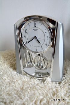 Zegar kominkowy srebrny z wahadłem Rhythm 4RP772WR19✓ Srebrne dodatki do domu ✓ Zegary kominkowe✓ Zegar na kominek✓ (9).JPG