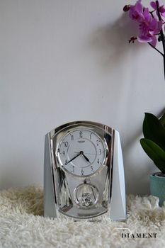 Zegar kominkowy srebrny z wahadłem Rhythm 4RP772WR19✓ Srebrne dodatki do domu ✓ Zegary kominkowe✓ Zegar na kominek✓ srebrny zegar kominkowy (3).JPG