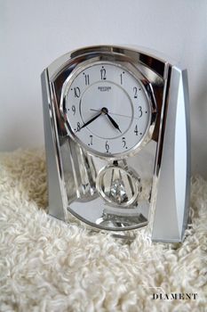 Zegar kominkowy srebrny z wahadłem Rhythm 4RP772WR19✓ Srebrne dodatki do domu ✓ Zegary kominkowe✓ Zegar na kominek✓ srebrny zegar kominkowy (4).JPG