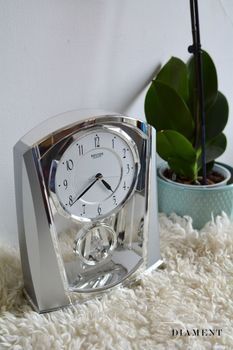 Zegar kominkowy srebrny z wahadłem Rhythm 4RP772WR19✓ Srebrne dodatki do domu ✓ Zegary kominkowe✓ Zegar na kominek✓ srebrny zegar kominkowy (5).JPG