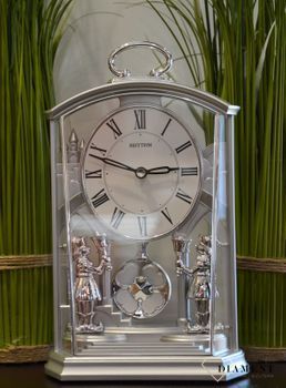 Zegar kominkowy srebrny rzymskie cyfry Rhythm 4RP796WR19 ✓ Zegary kominkowe✓ Zegar na kominek (3).JPG