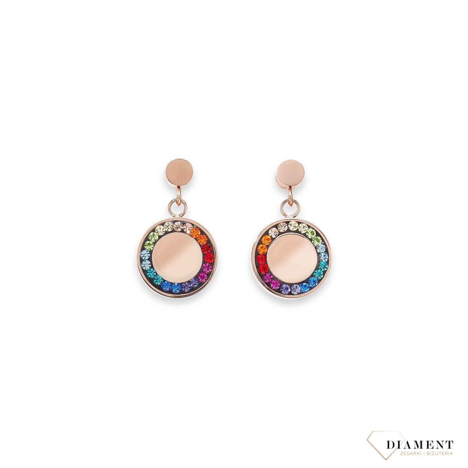 Kolczyki srebrne pozłacane różowym złotem, wiszące Coeur d Coeur de Lion Swarovski 5004211577.jpg