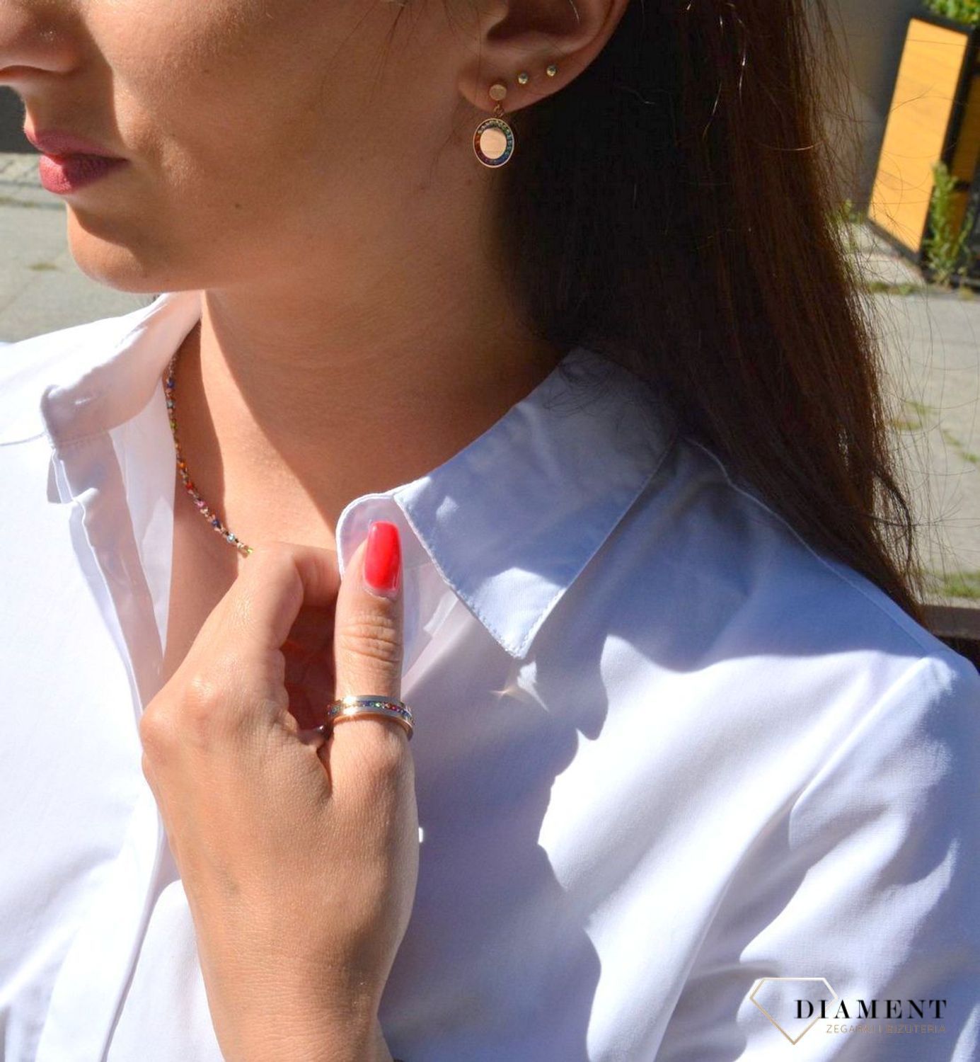 Kolczyki srebrne pozłacane różowym złotem, wiszące Coeur d Coeur de Lion Swarovski 5004211577.jpg