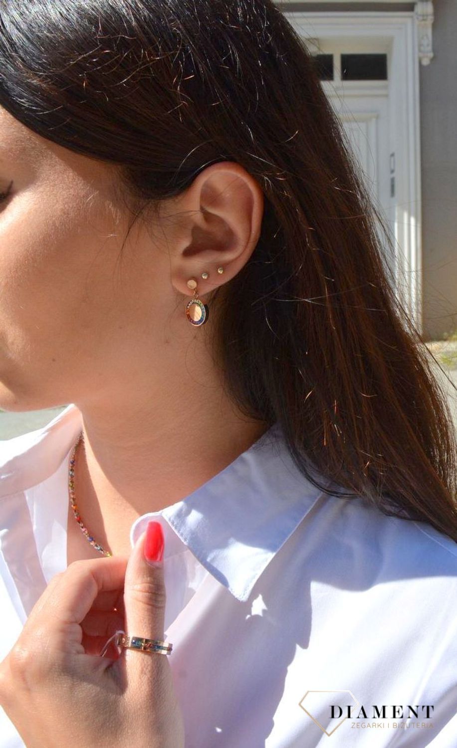 Kolczyki srebrne pozłacane różowym złotem, wiszące Coeur d Coeur de Lion Swarovski 5004211577.jpg