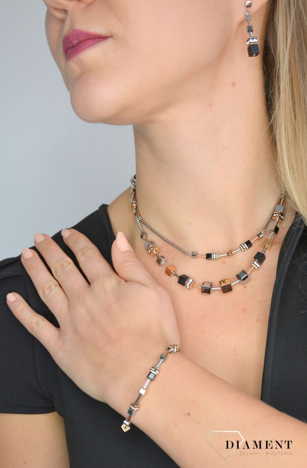 Naszyjnik damski podwójny Coeur De Lion hematyt 5008101631.jpg