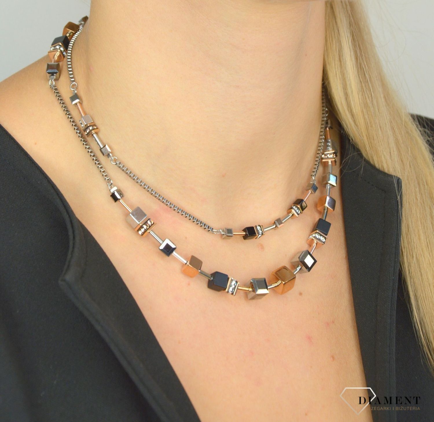 Naszyjnik damski podwójny Coeur De Lion hematyt 5008101631.jpg