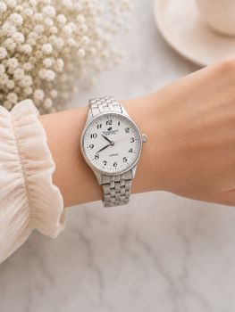 Zegarek Timemaster zegarek damski na bransolecie z białą tarczą 501.jpg