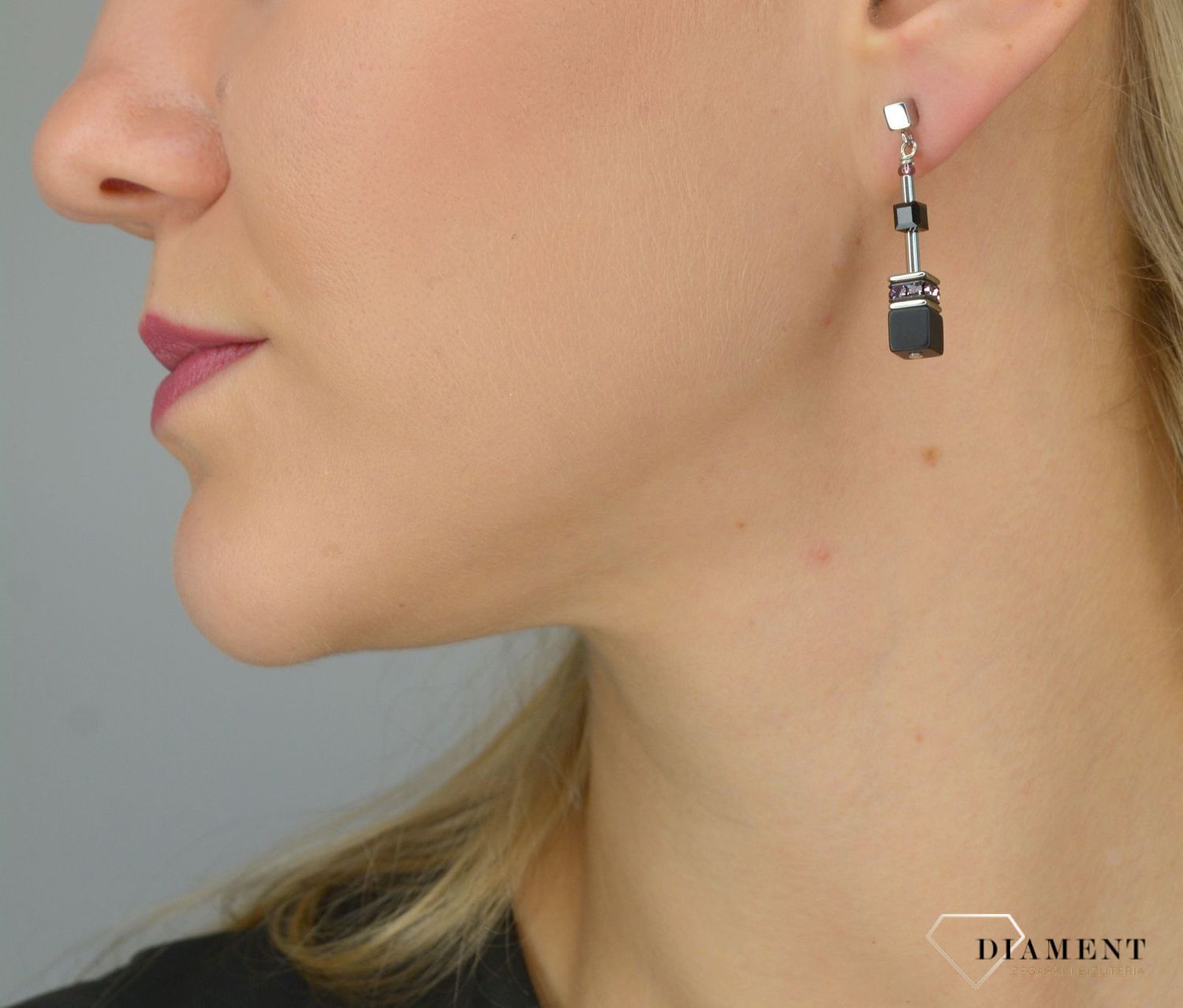 Kolczyki damskie Coeur De Lion onyks, Swarovski 5011210824.jpg