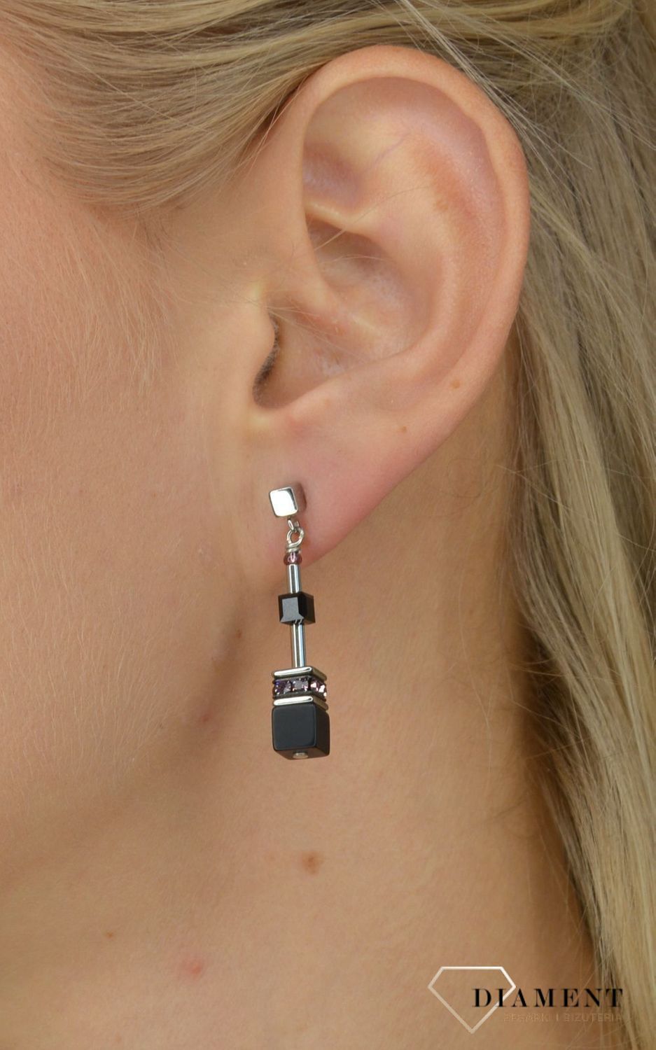 Kolczyki damskie Coeur De Lion onyks, Swarovski 5011210824.jpg