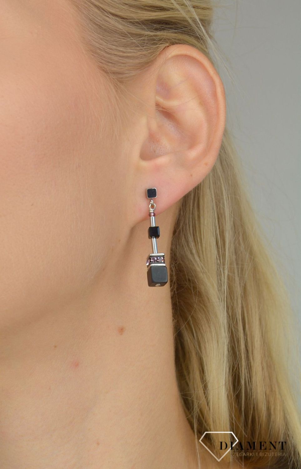 Kolczyki damskie Coeur De Lion onyks, Swarovski 5011210824.jpg