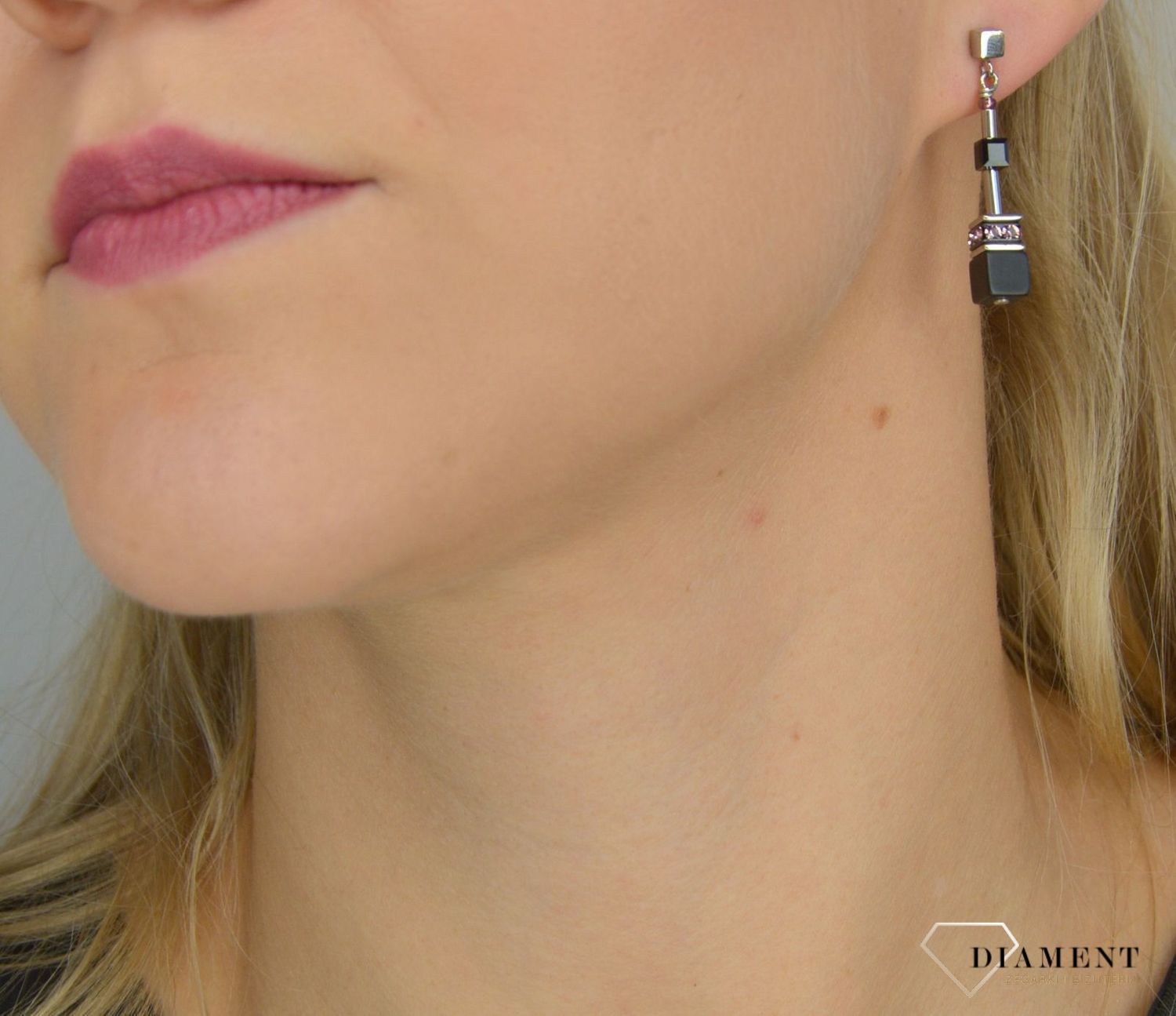 Kolczyki damskie Coeur De Lion onyks, Swarovski 5011210824.jpg