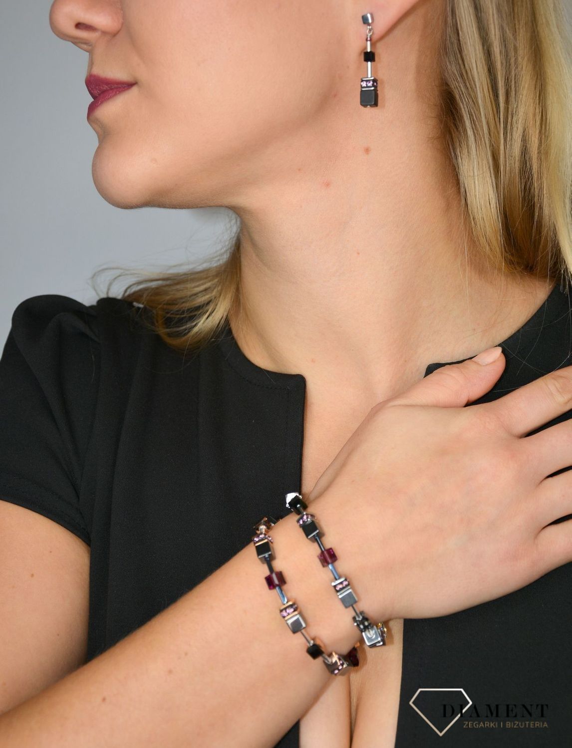 Kolczyki damskie Coeur De Lion onyks, Swarovski 5011210824.jpg