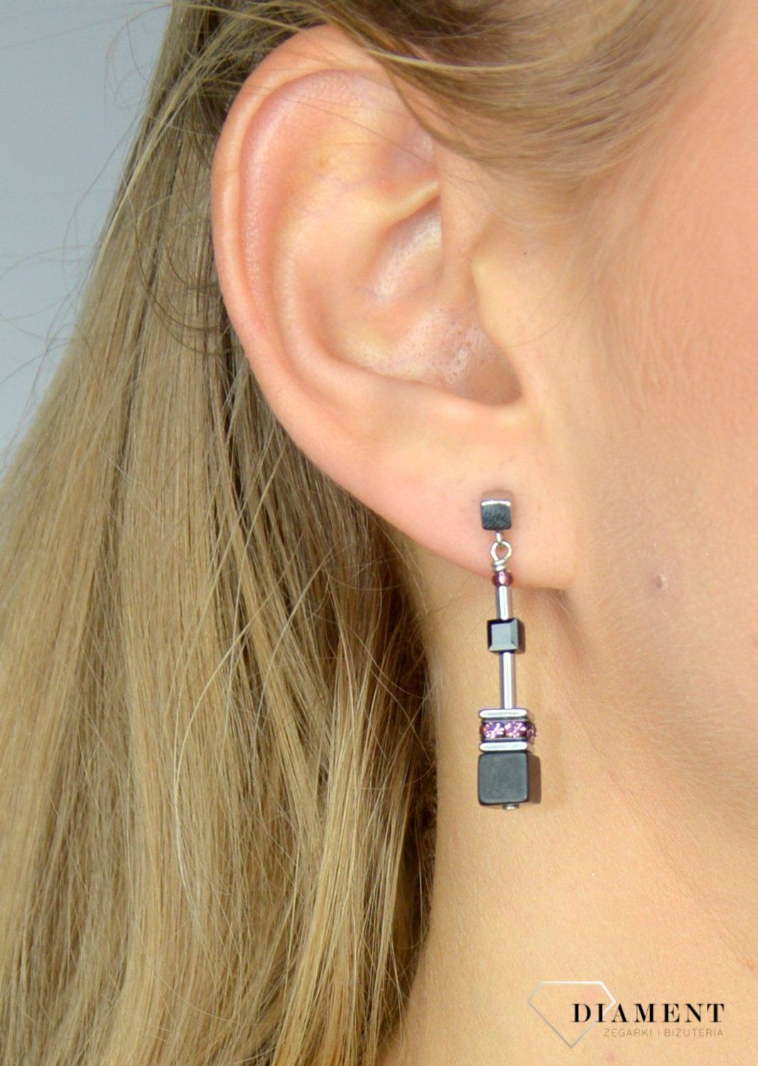 Kolczyki damskie Coeur De Lion onyks, Swarovski 5011210824.jpg