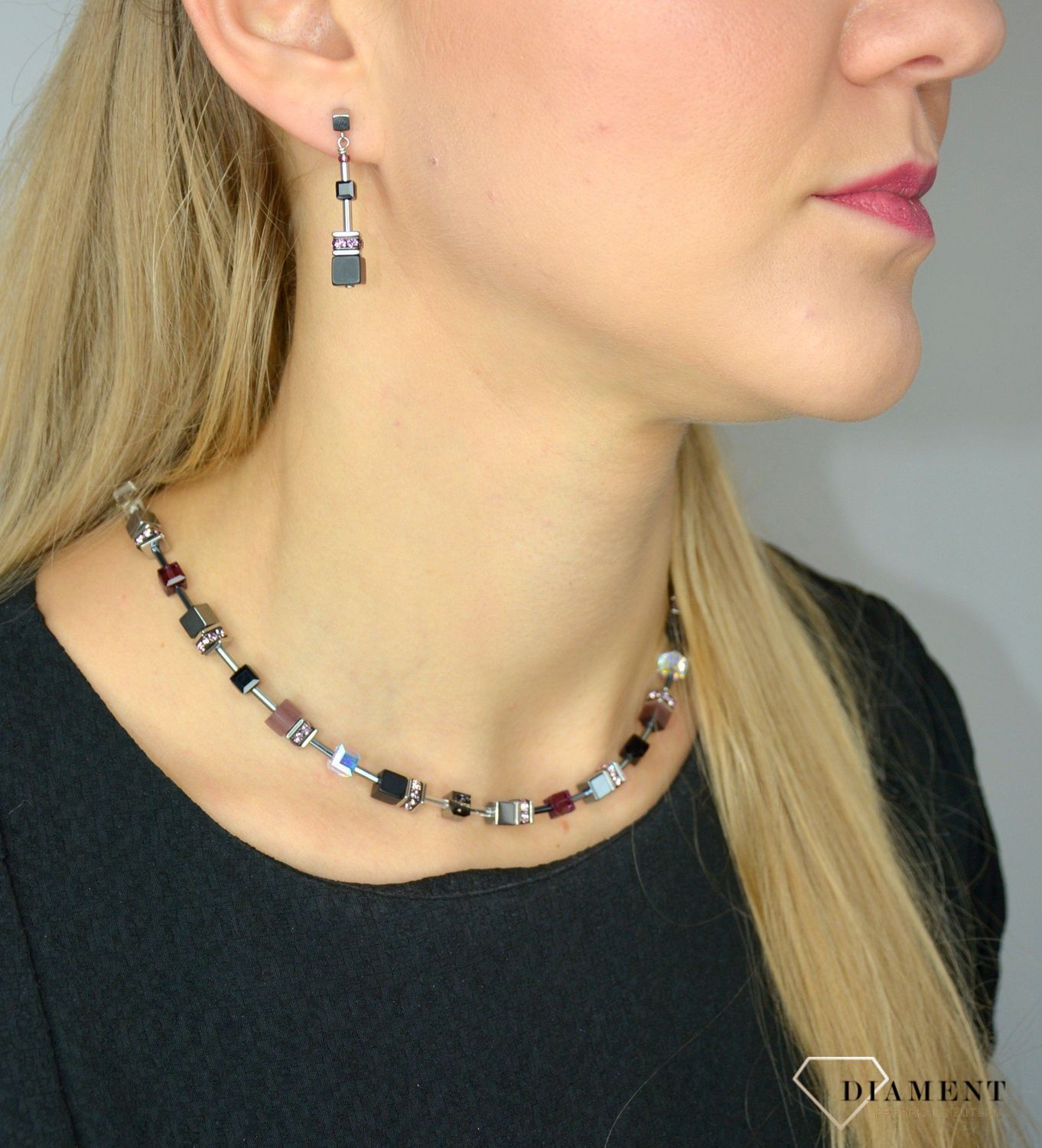 Kolczyki damskie Coeur De Lion onyks, Swarovski 5011210824.jpg