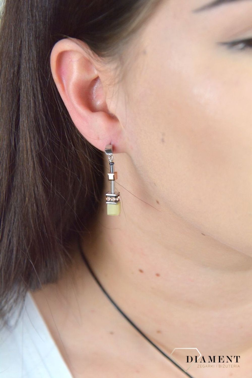 Kolczyki damskie Swarovski Coeur De Lion Zielone kwadraciki 5012210922.jpg