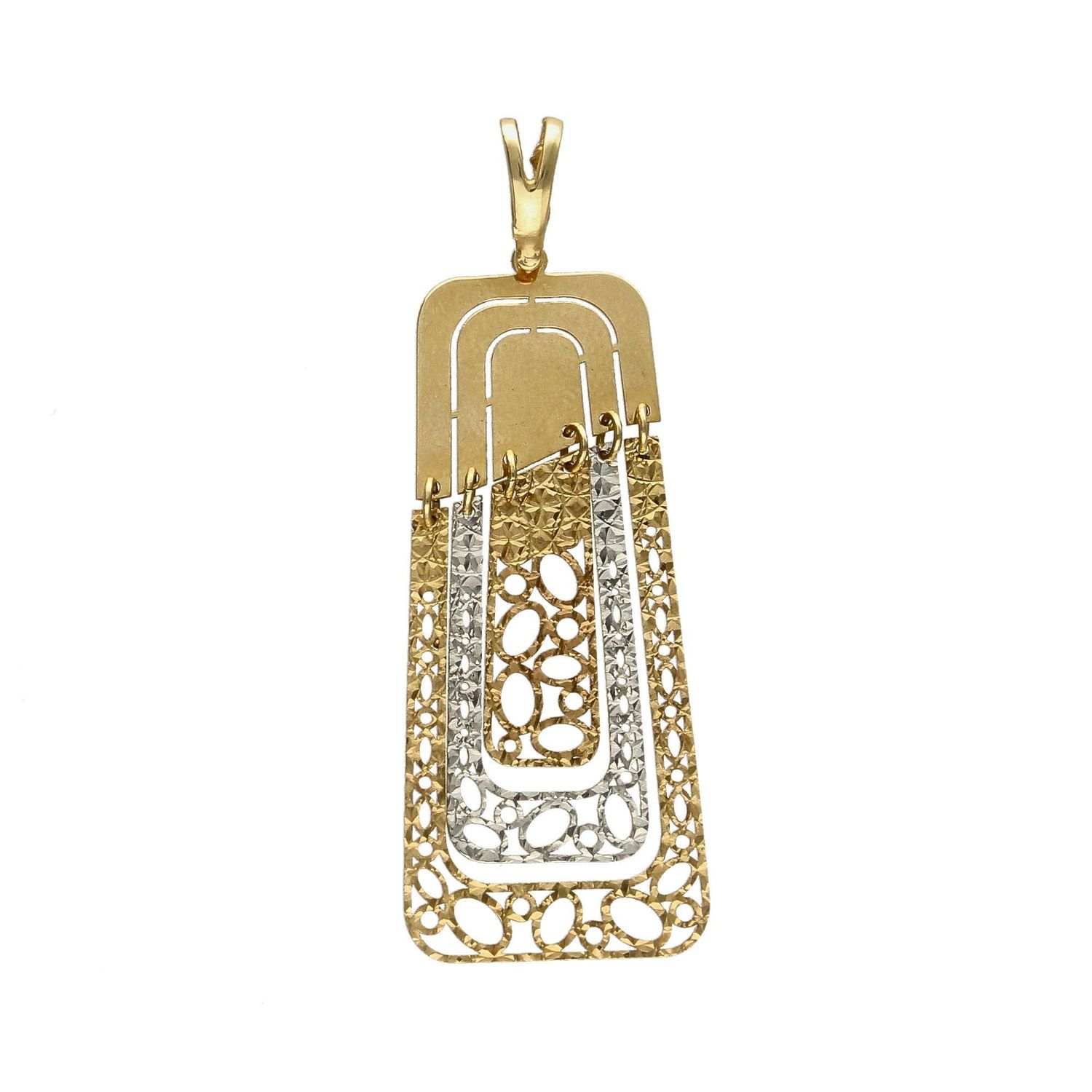 Złota zawieszka 585 ażurowa zawieszka 50132222. Złota zawieszka o ciekawym i ponadczasowym wzorze wykonany w dwóch kolorach złota.jpg