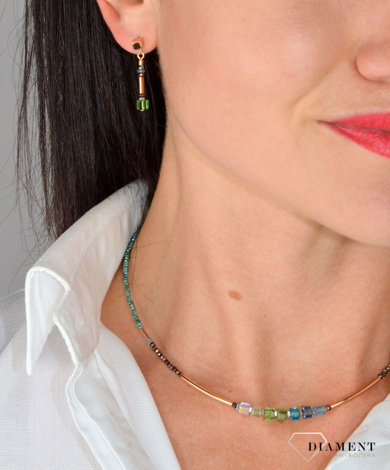 Naszyjnik damski Swarovski Coeur De Lion hematyt, rzeźbione szkło 5027100537.jpg