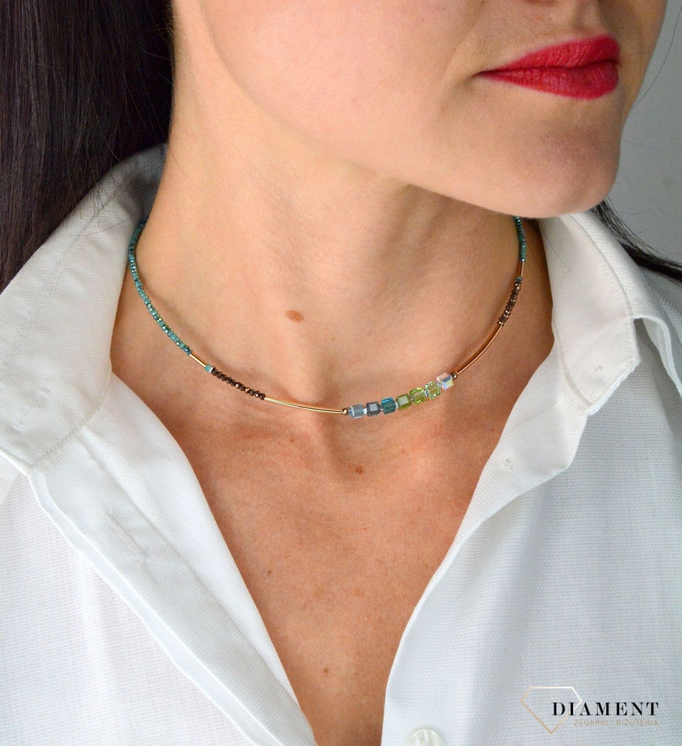 Naszyjnik damski Swarovski Coeur De Lion hematyt, rzeźbione szkło 5027100537.jpg