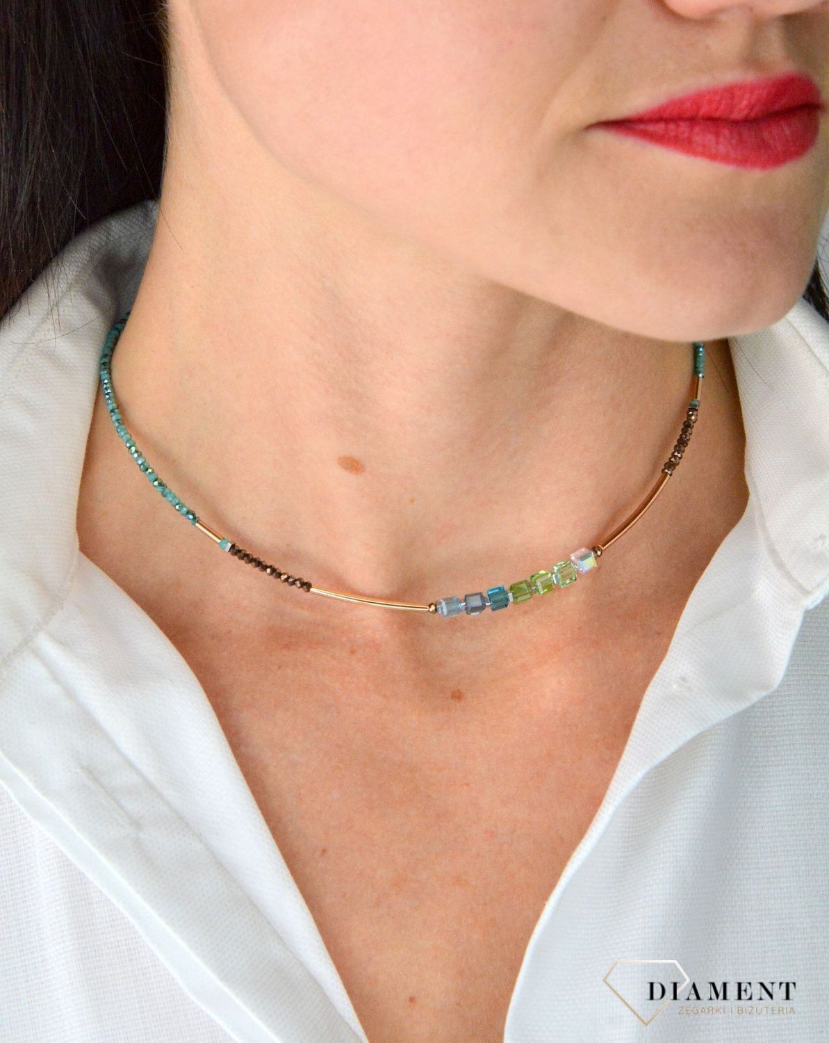 Naszyjnik damski Swarovski Coeur De Lion hematyt, rzeźbione szkło 5027100537.jpg