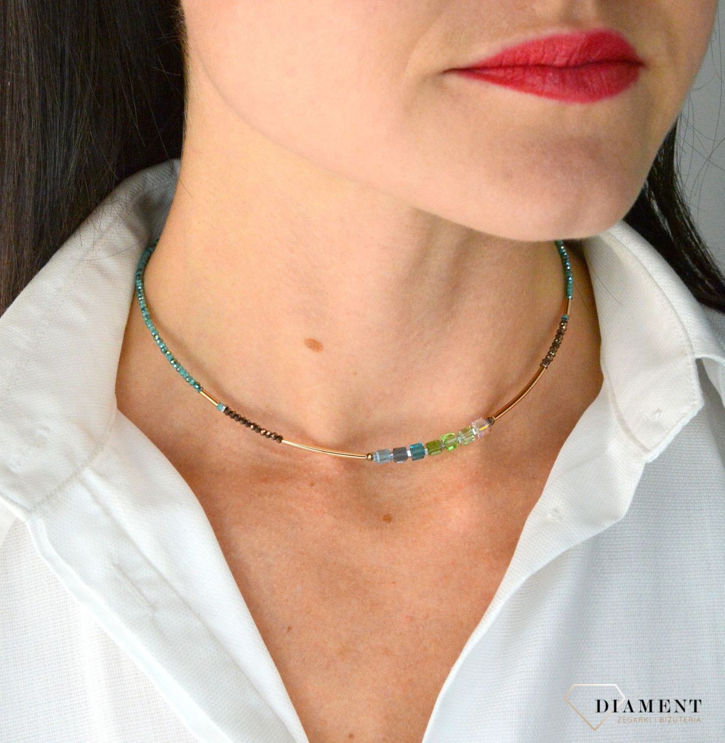 Naszyjnik damski Swarovski Coeur De Lion hematyt, rzeźbione szkło 5027100537.jpg