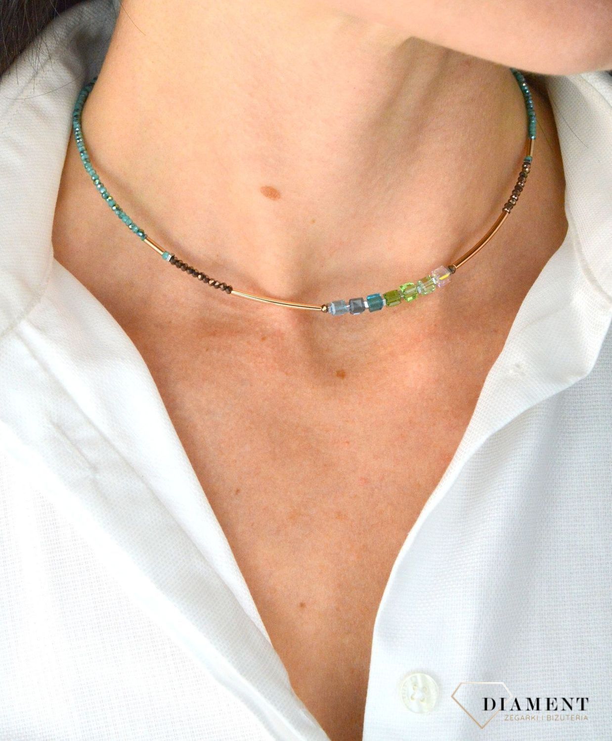 Naszyjnik damski Swarovski Coeur De Lion hematyt, rzeźbione szkło 5027100537.jpg