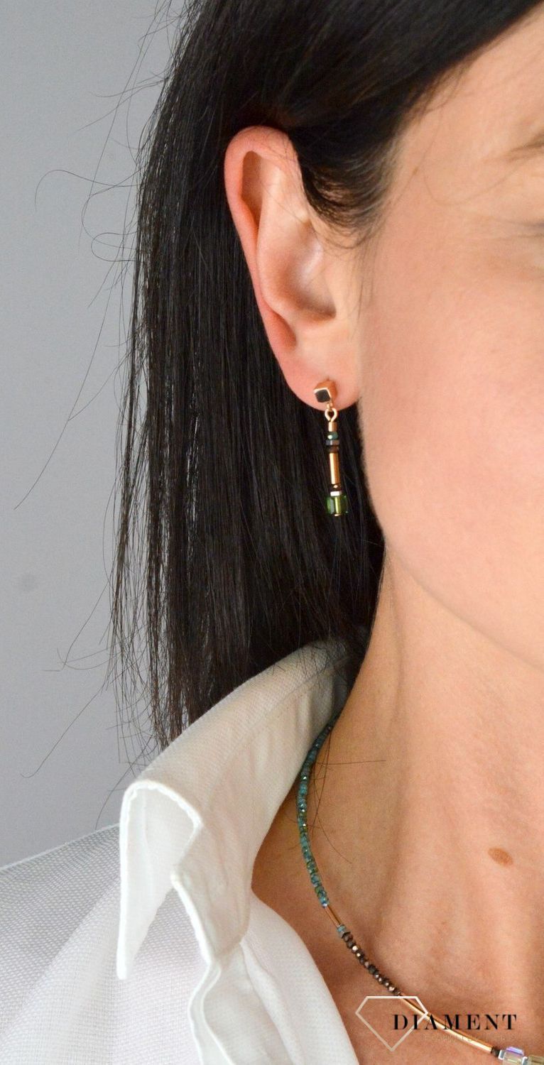 Kolczyki damskie Swarovski Coeur De Lion hematyt, rzeźbione szkło 5027210537.jpg