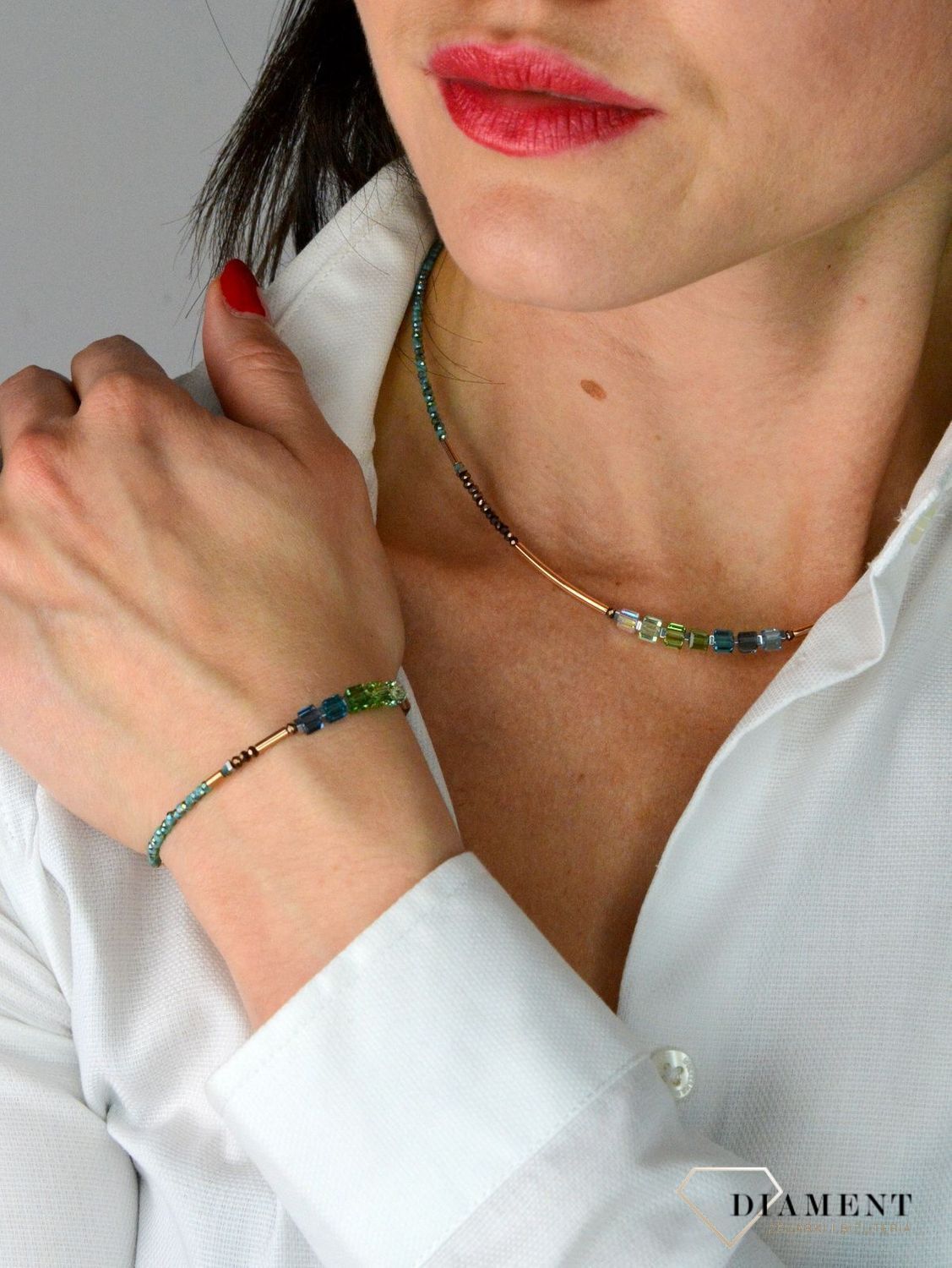 Bransoletka damska Swarovski Coeur De Lion hematyt, rzeźbione szkło 5027300537.jpg