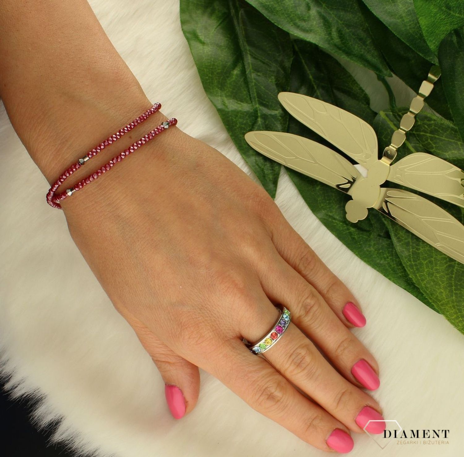 Bransoletka damska Swarovski Coeur De Lion z malachitem i hematytem 4509300700. Ponadczasowa piękna bransoletka z kolekcji GeoCUBE® zdobiona kamieniami naturalnymi malachit, hematyt. Idealna bransoletka na pre.jpg