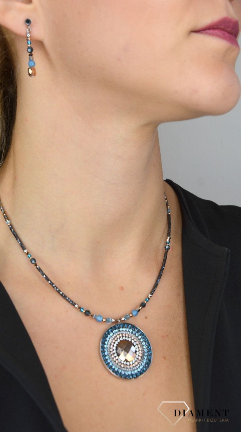 Kolczyki srebrne wiszące amazonit, hematyt Coeur de Lion Swarovski 5035210735.jpg