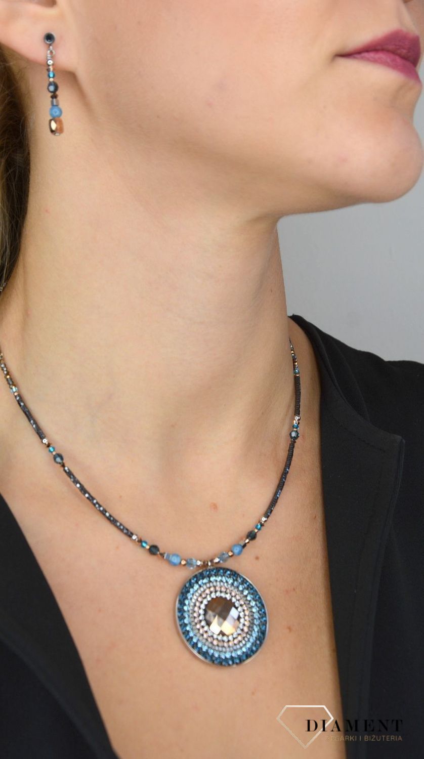 Kolczyki srebrne wiszące amazonit, hematyt Coeur de Lion Swarovski 5035210735.jpg